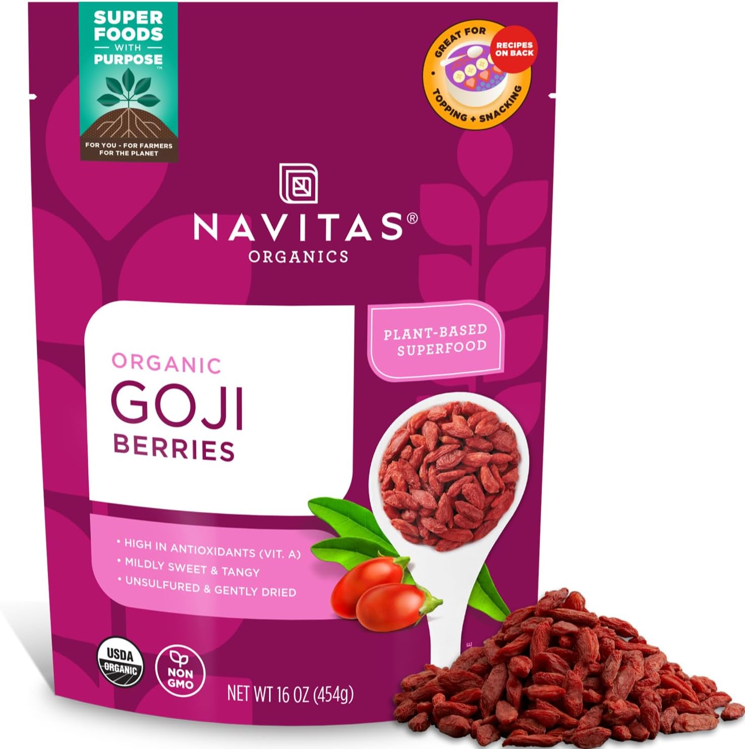Navitas Naturals, Goji Berries, Sun-Dried, 16 oz (454 g)