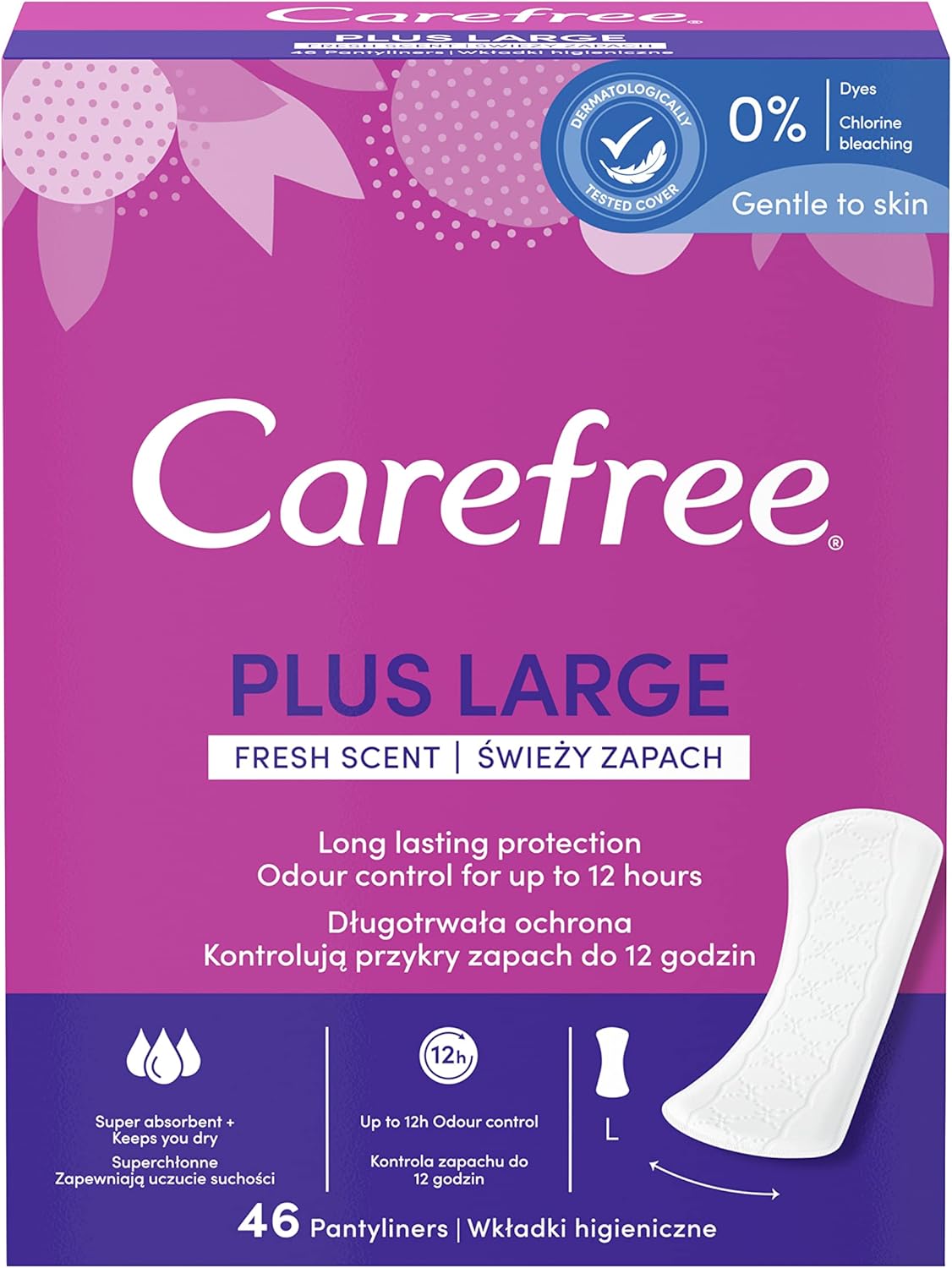 Carefree - Carefree Pantyliners Plus Large - 46 Pieces