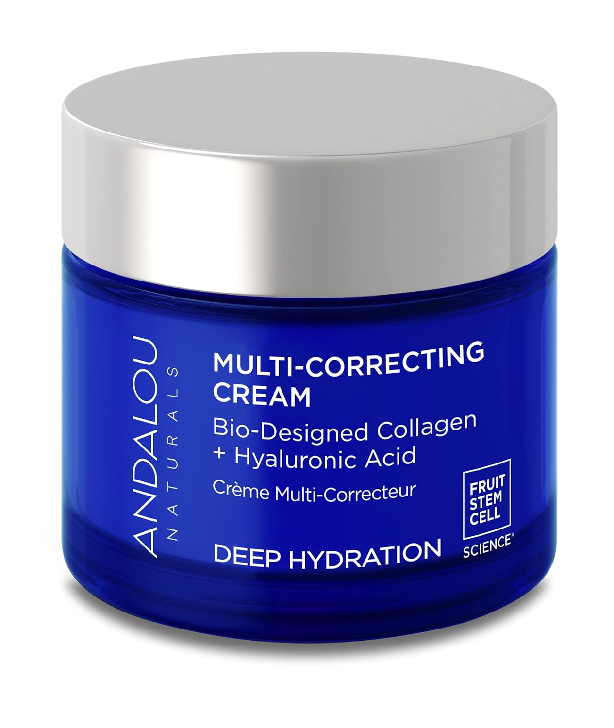 Andalou Naturals Deep Hydration Face Moisturizer Multi-Correcting Cream - Daily Skincare With Hyaluronic Acid, Vegan Collagen, & Fruit Stem Cells - Repair Skin Elasticity & Boost Hydration - 1.7 fl oz