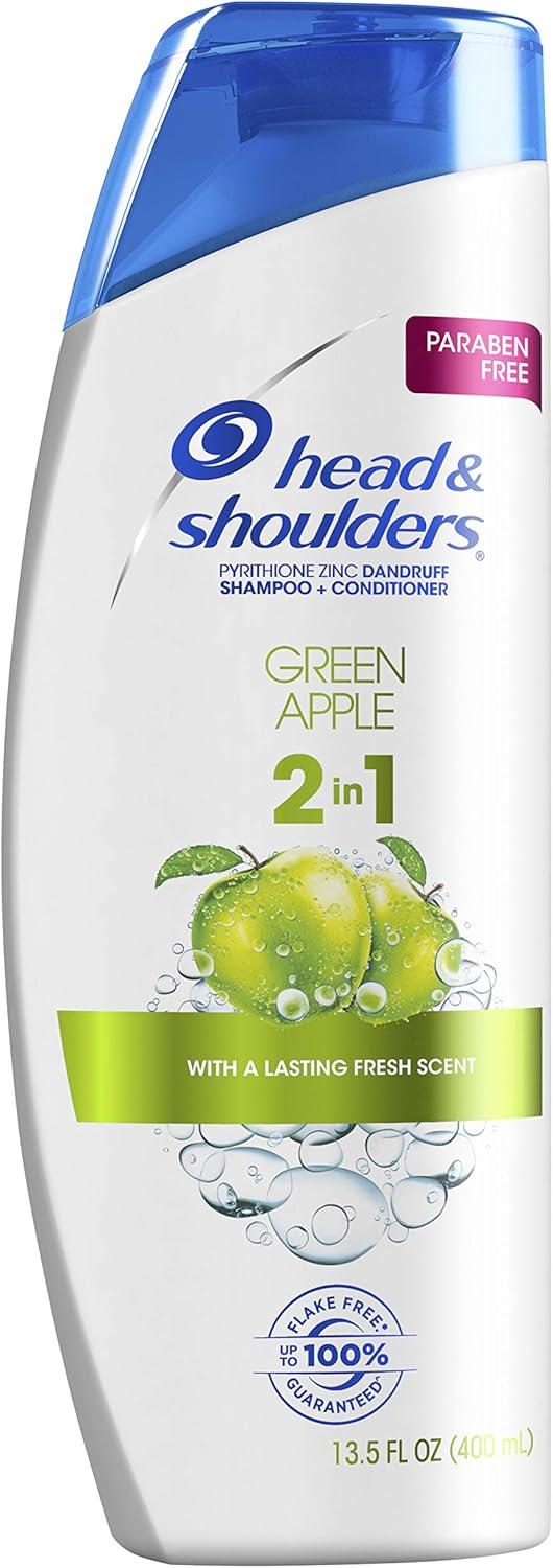 Head & Shoulders Green Apple 2-in-1 Dandruff Shampoo + Conditioner 13.5 Fl Oz (Pack of 2) by Head & Shoulders