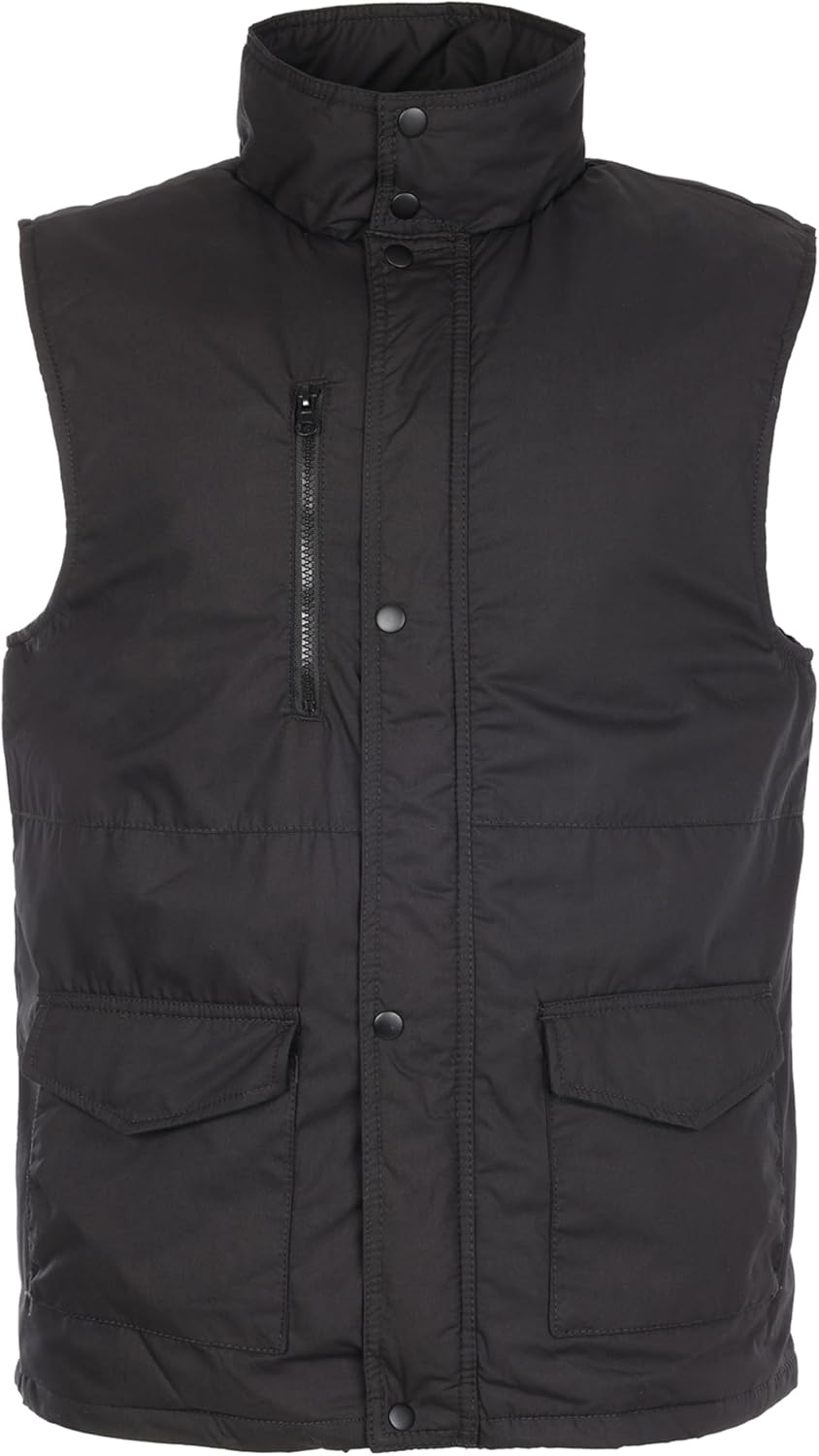 Fort Wroxham Quilted Bodywarmer - Size XL, Black - Lightweight, Thermal Mens Gilet for Winter - Adjustable Collar, Multiple Pockets, Studded Storm Flap - Durable Poly-Cotton Outdoor Work Vest