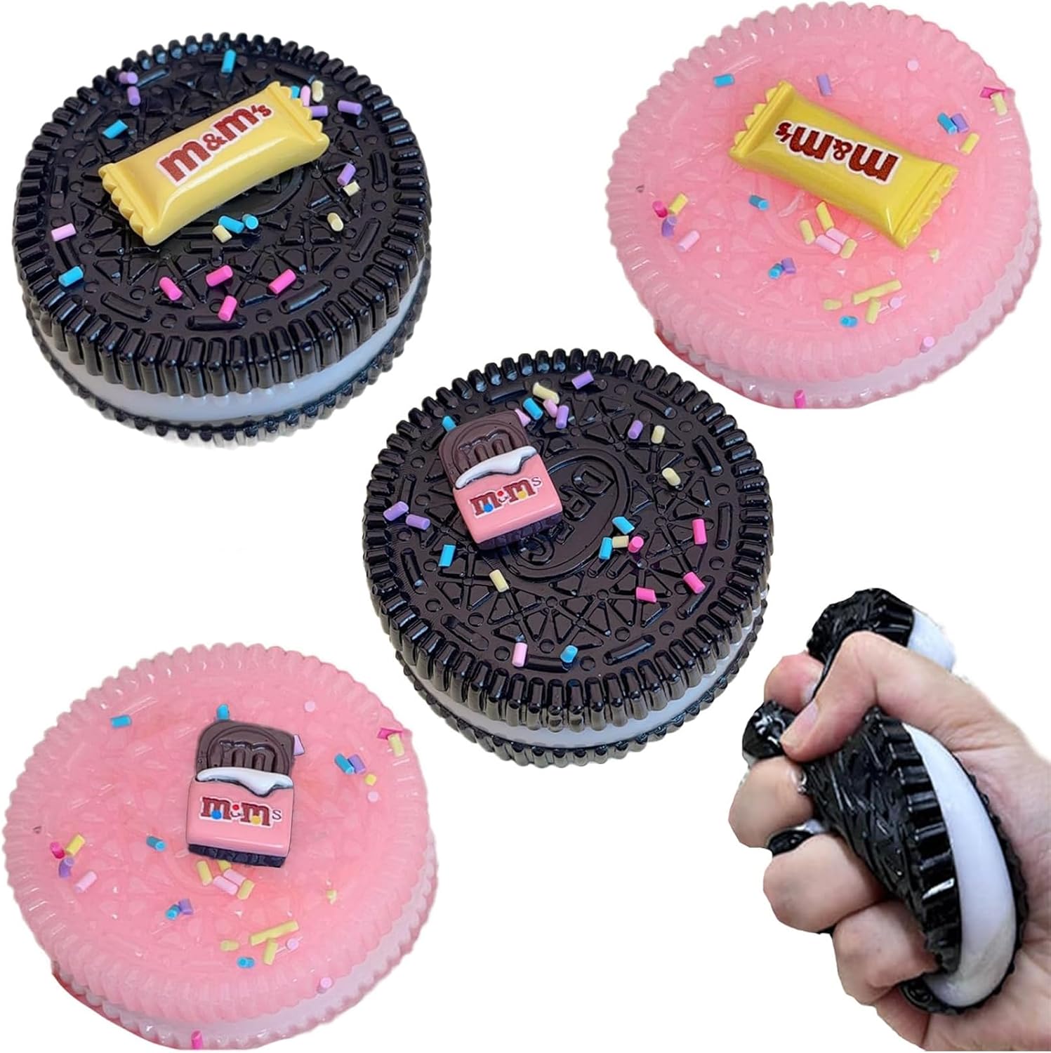 4pcs Taba Squishy Toys, Taba Squishy, Oreo Squishy, for Kids Adults Anxiety Relief Sensory Toys