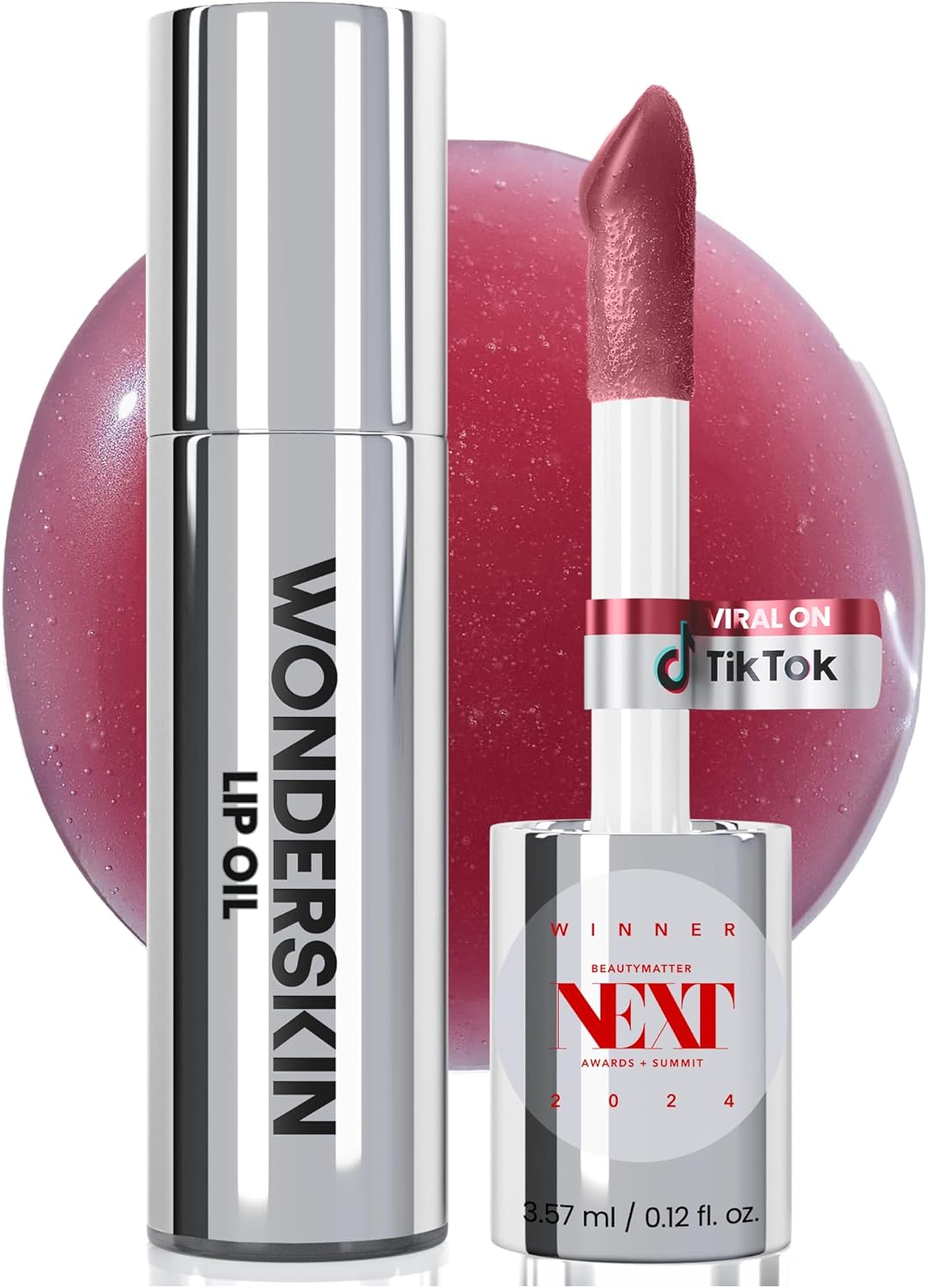 Wonderskin Lip Oil Rehab Serum - Tinted Lip Oil, Hydrating, Moisturizing, and Non-Sticky Deep Red Tint Serum for Dry Lips (Honey)