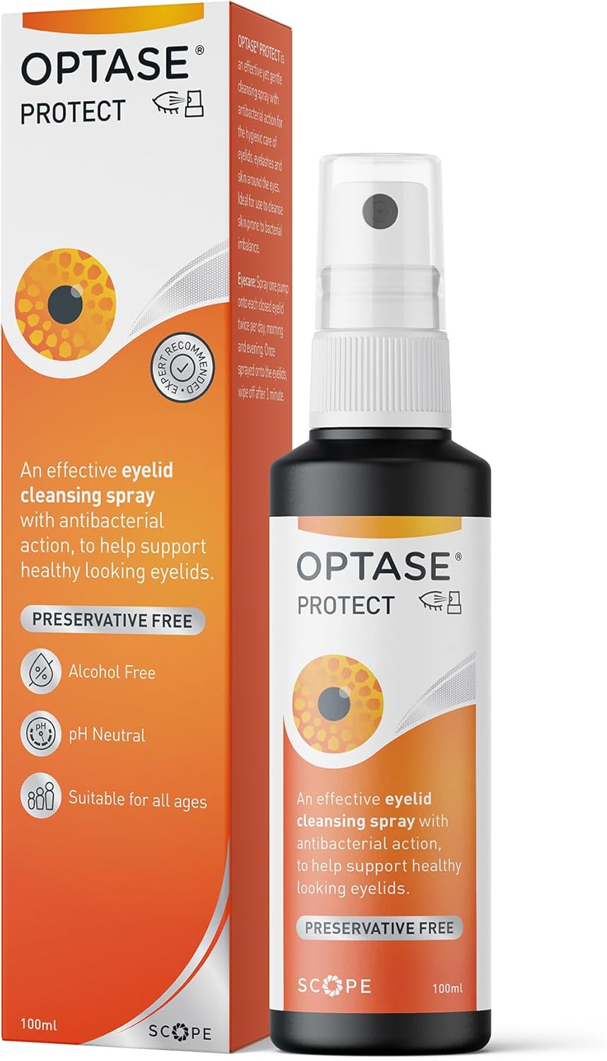 Optase Protect Antibacterial Cleansing Eye Spray – for Daily Protection Against Bacteria Overgrowth on Eyelids and Surrounding Skin - Preservative Free - 250 Applications