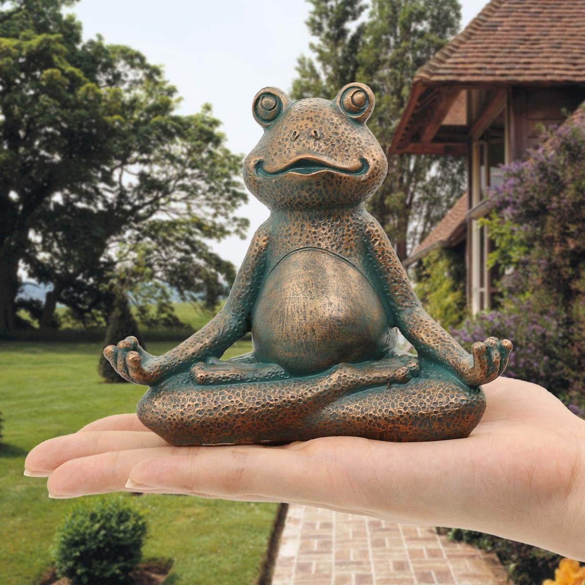 Nacome Meditating Frog Miniature Figurine,Zen Yoga Frog Garden Statue Ornament- Indoor/Outdoor Garden Sculpture for Fairy Garden,Home, Patio,Deck,Porch Yard Art Decoration,5 inch(Copper)Christmas Gift