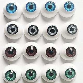 8 Pairs of 4 Colors 22mm Half Round Realistic Acrylic Eyes for Halloween Props, Masks, Dolls or Bears Craft Plastic Eyeballs (22mm)
