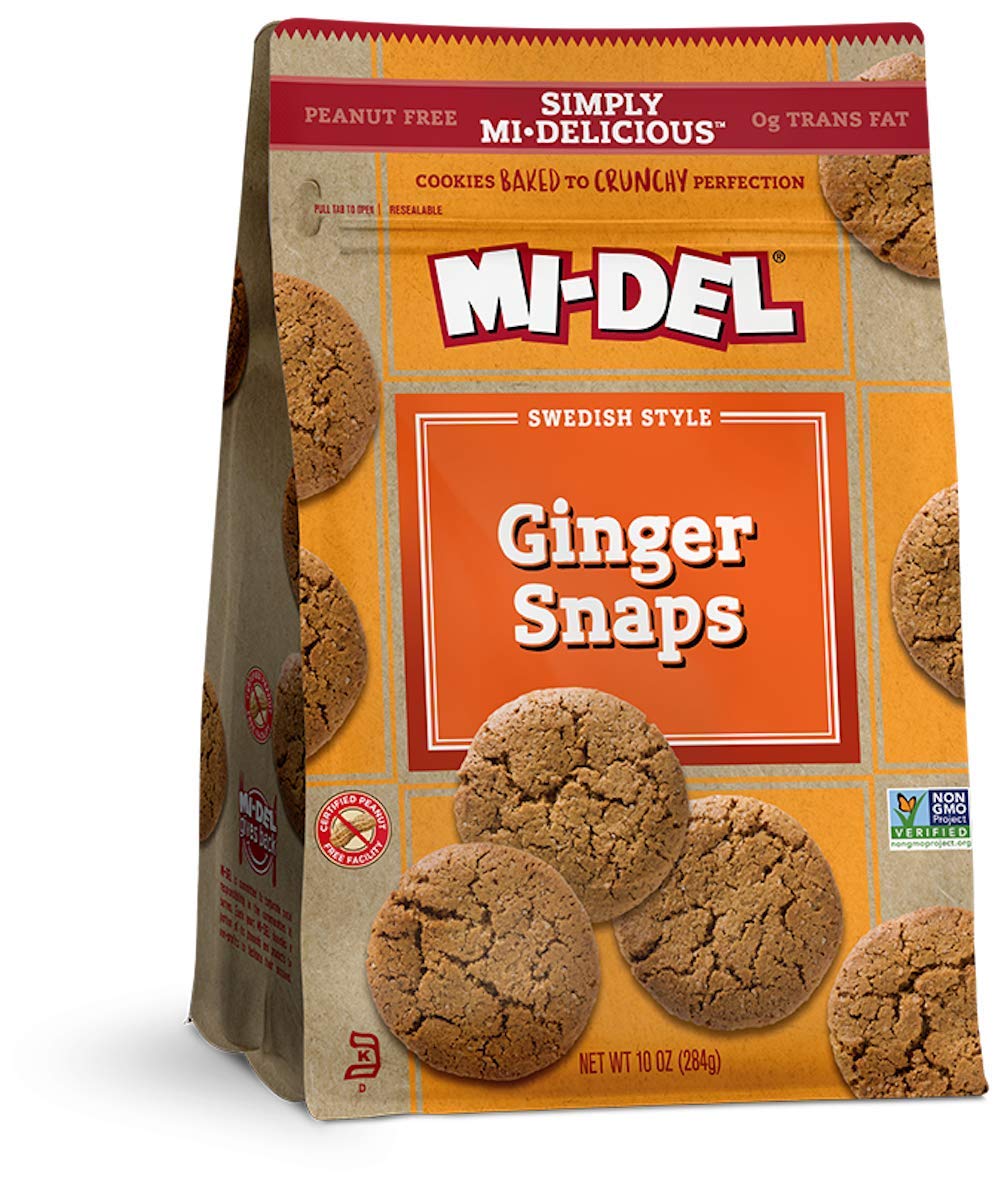 Mi-Del Ginger Snaps - Non GMO Certified, 0g Trans Fat Swedish Ginger Snaps Cookies Old Fashioned (Pack of 1)