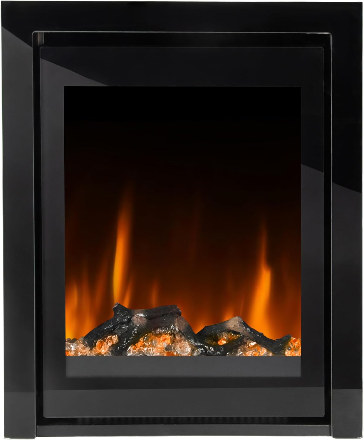 Ezee Glow Pulse Inset Electric Fire - Suits standard 16" & 22" openings| Inset, Recessed Electric Fireplace Heater | 2 Heat Settings, 7-Day Timer & Remote Control | Black Glass