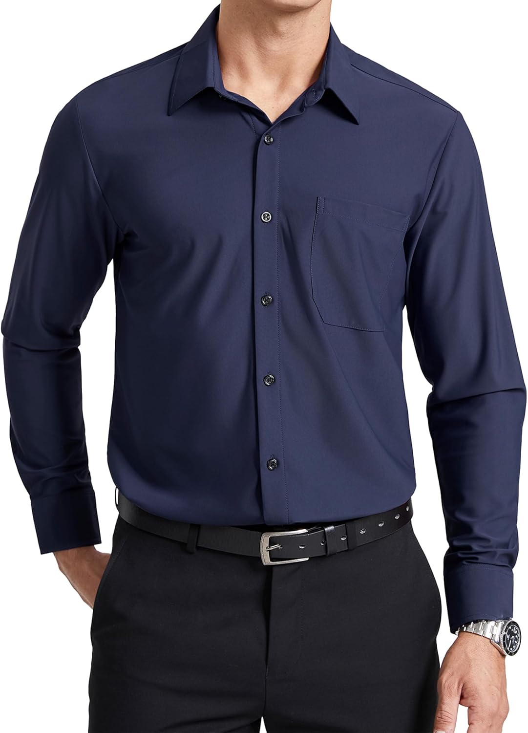 Enlision Men's Long Sleeve Dress Shirt Stretch Non Iron Button Down Wrinkle Free Regular Fit Business Formal Shirts with Pocket