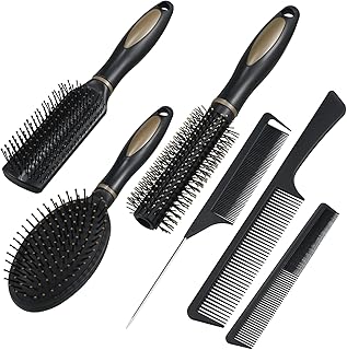 6 Pieces Detangling Styling Comb Set for Women and Men - For Straight, Curly, and All Hair Types