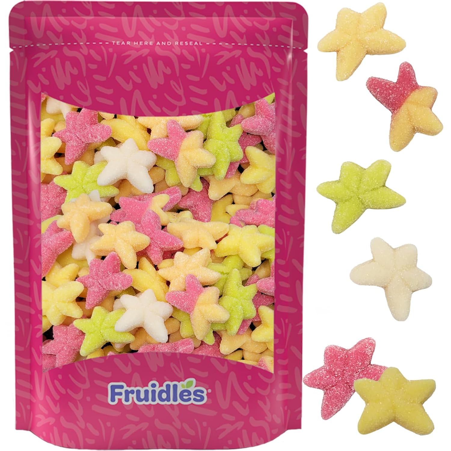 Fruidles Gummy Star Candies, Starfish Licorice, Dutch Sea Stars Gummies, Assorted Colors (Sour Taste, Half-Pound)