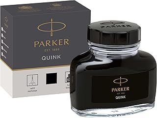 Parker Fountain Pen Ink Bottle, Black QUINK Ink, 57 ml Fountain Pen Refill
