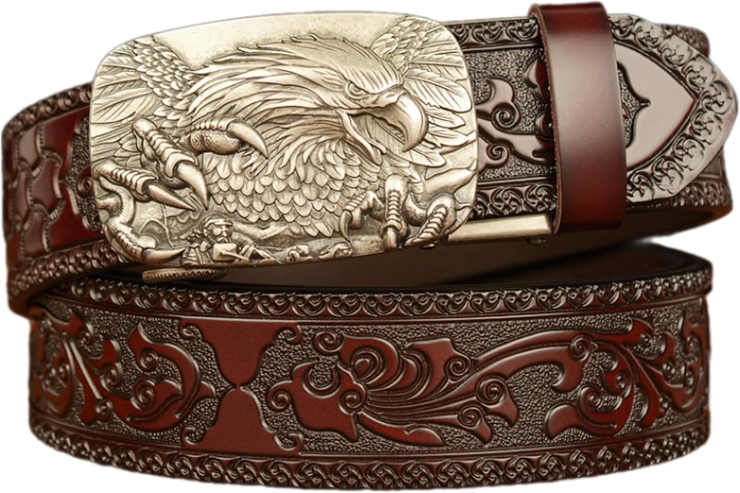 Lanneret Men's Leather Belt Automatic Buckles Waistband Adjustable Waist Belt for Jeans and Casual