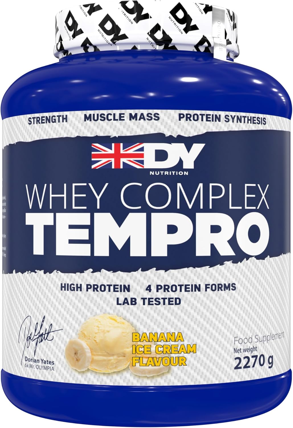 DY Nutrition Whey Complex Tempro | x4 Protein Forms | Whey, Casein, Isolate & Egg Albumin, 23g Premium Protein Powder with Digestive Enzymes for Optimal Absorption, 2.27kg | Banana Ice Cream