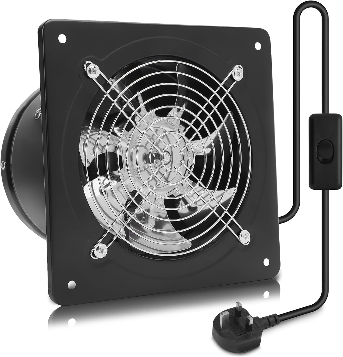 MEKOTRIN 4 Inch/100 mm Extractor Fan Kitchen, Wall Mounted Exhaust Fan Industrial Ventilation Fan with Switch Easy to Use for Kitchen Restaurant Warehouse Garage Bathroom Window(Black)