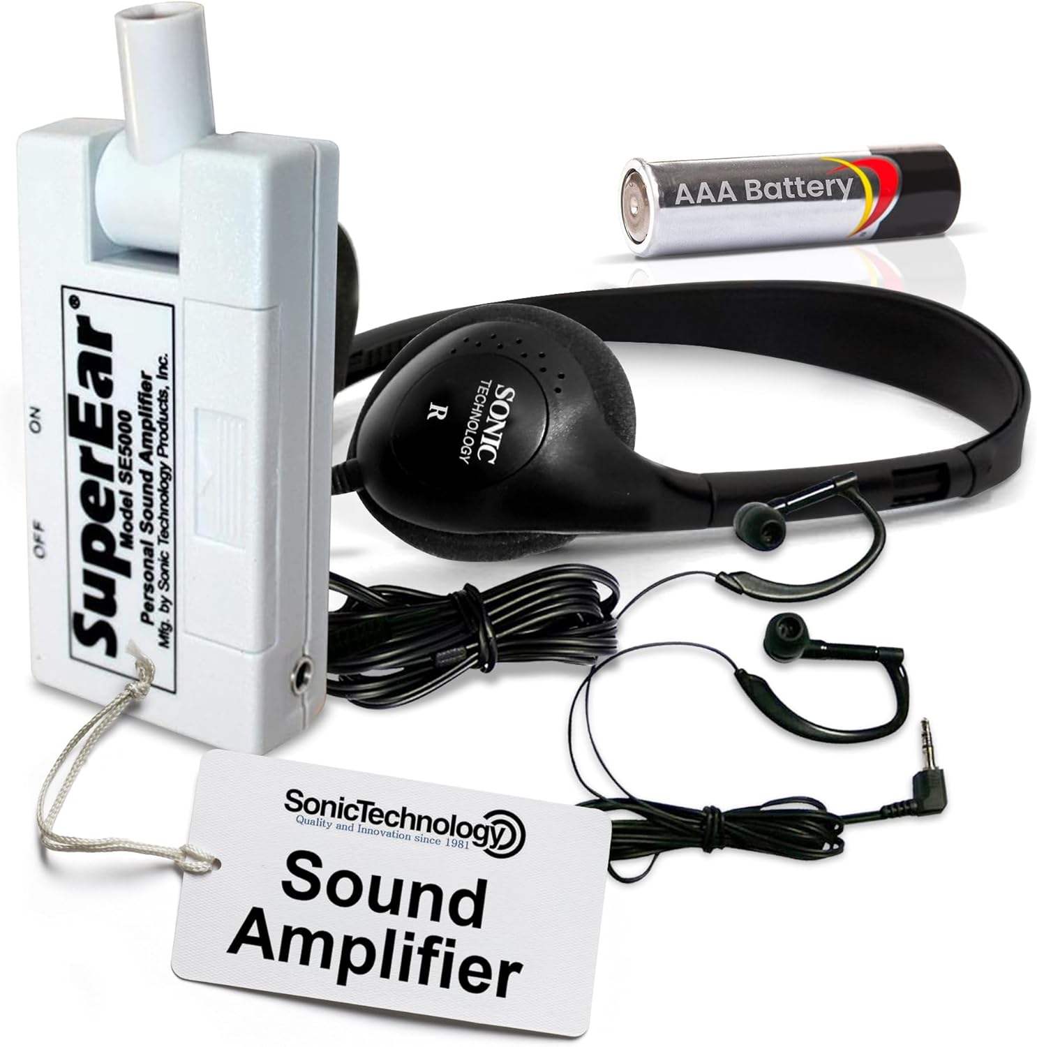 SuperEar Model SE5000 (PSAP) for Seniors - Hearing Amplifiers for Seniors, Super Ear Personal Sound Amplifier, Sound Amplifier Listening Device and Audio Accessories in 50dB Ambient Sounds Increase