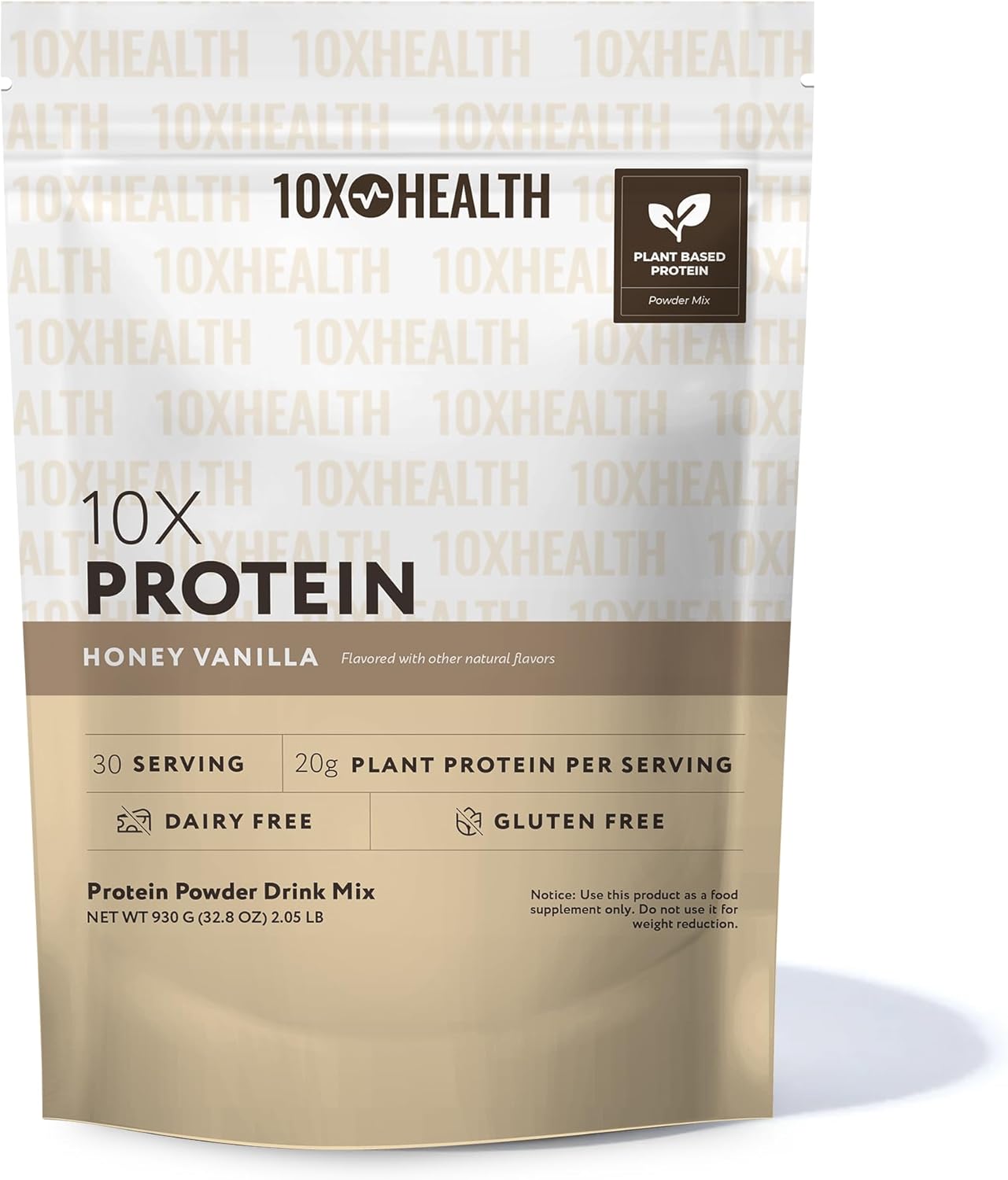 10X Health Vegan Protein Powder - 20g per Serving Plant Based Protein Powder for Muscle Support, Strength & Nutrition - Dairy-Free & Gluten-Free - Honey Vanilla 2.3 lbs, 30 Servings