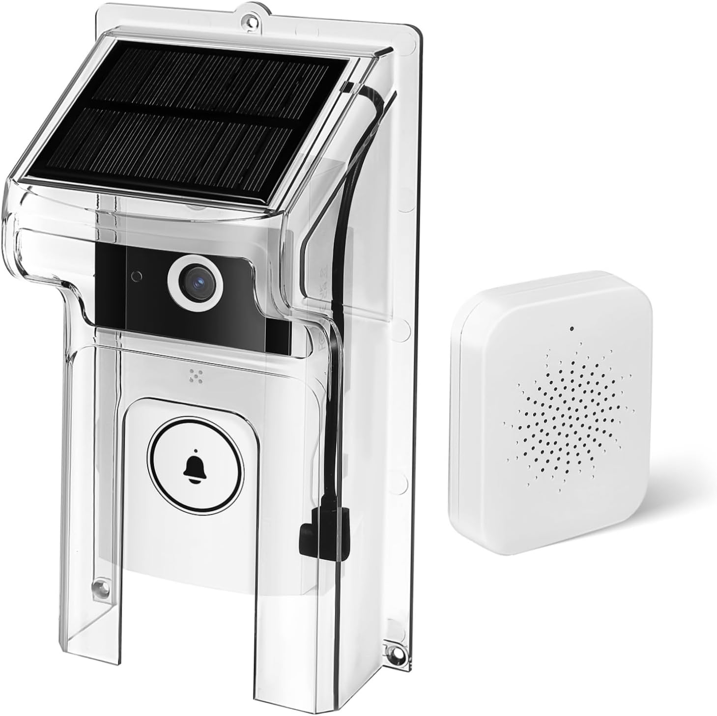 HOMSFOU Wireless Video Doorbell with Solar Charger Cover for Home Security Video Calling Easy Installation Weather Resistant Design for Any Entrance