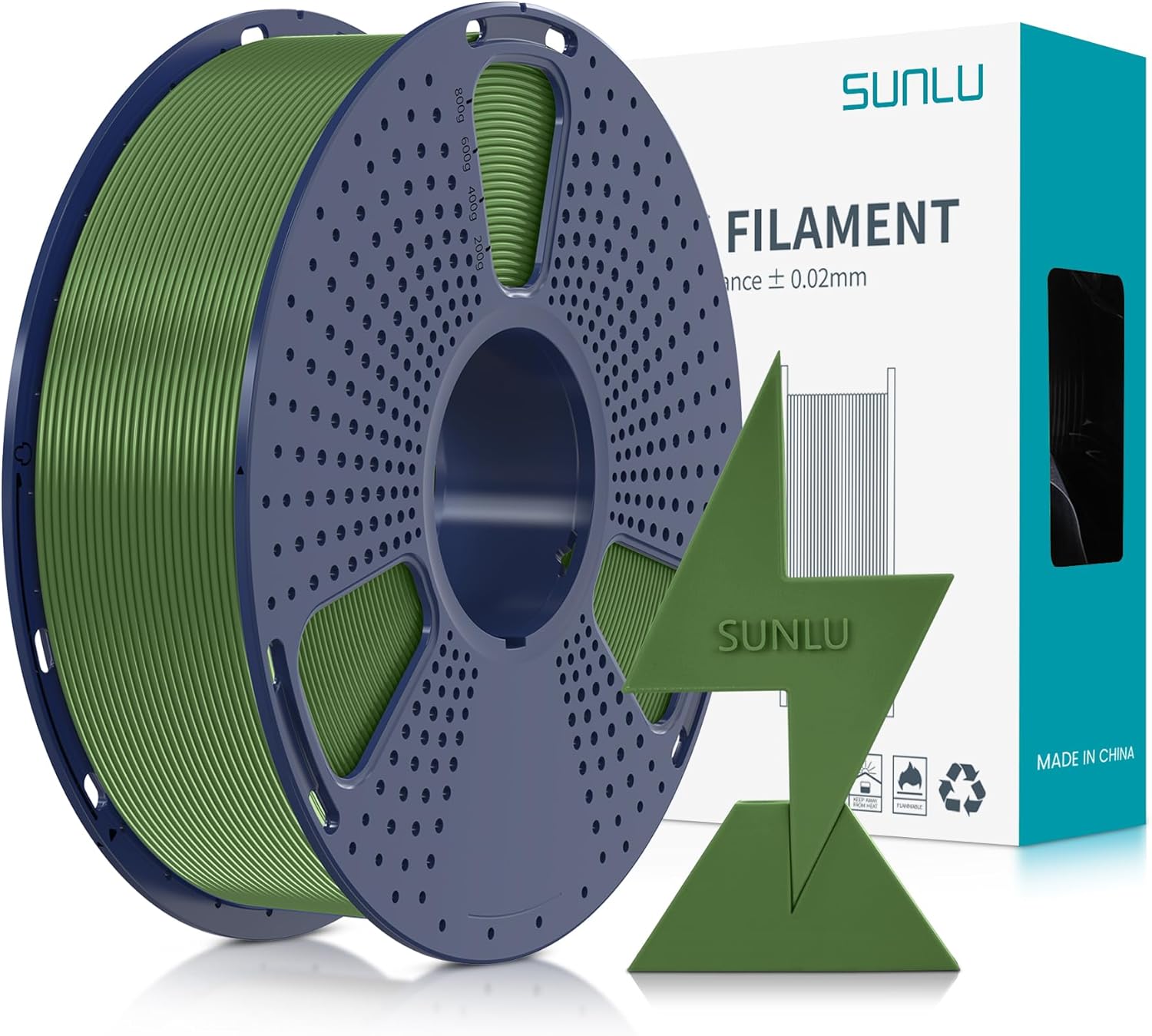 SUNLU High Speed 1.75mm PLA Filament, Up to 600mm/s Fast Printing, Neatly Wound, Rapid HS-PLA, Dimensional Accuracy +/- 0.02mm, 1KG Olive Green