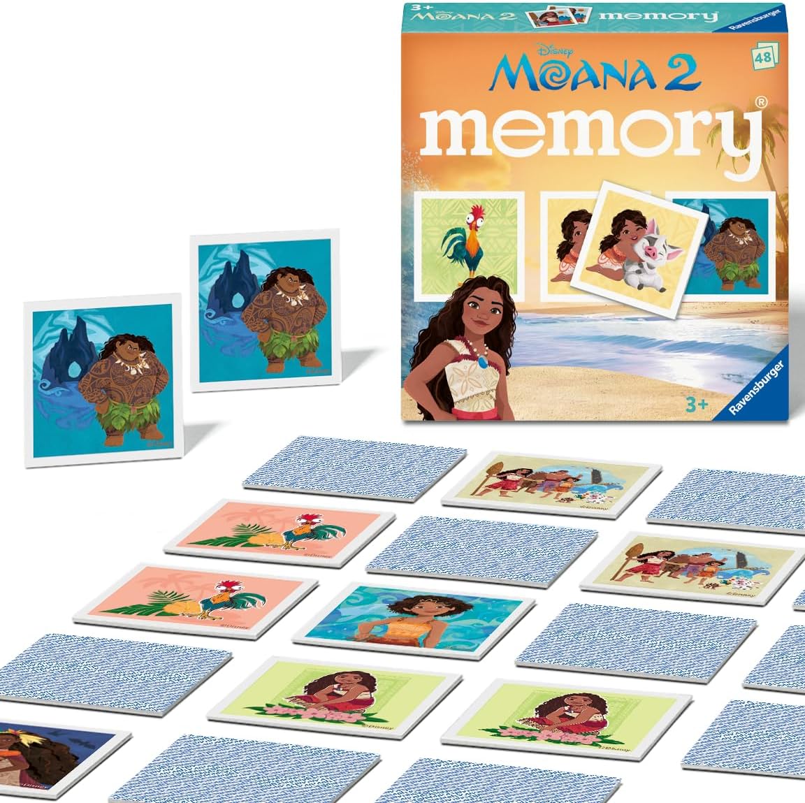 Ravensburger Disney Moana 2 Toys and Gifts - Mini Memory Matching Picture Snap Pairs Game for Kids Age 3+