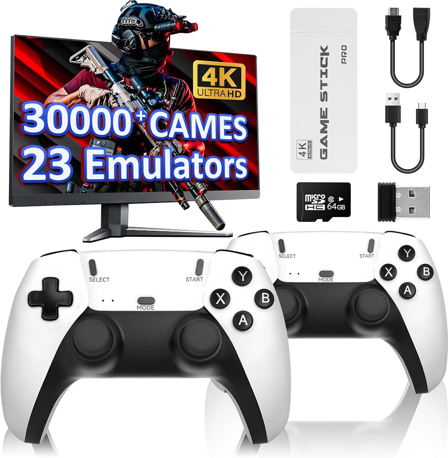 ZYGSEVE Retro Game Console, 20000+ Classic Video Games with 4K HDMI, Built-in 15+ Emulators with Upgrade 2.4G Wireless Controllers, Plug & Play TV Video Gaming Stick