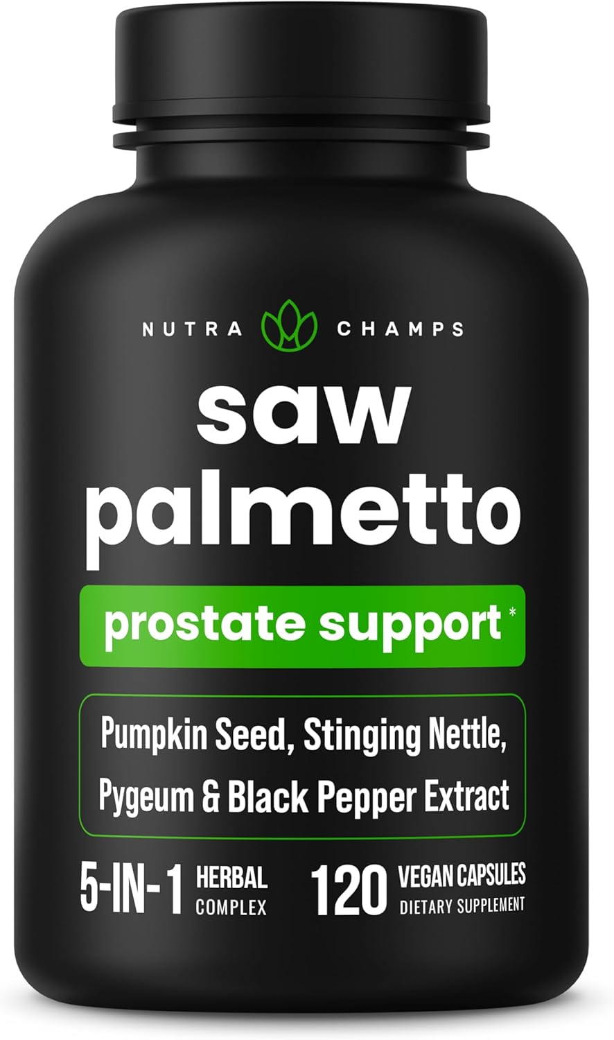 NutraChamps Saw Palmetto Supplement for Prostate Health [Extra Strength] 600mg Complex with Extract, Berry Powder & Herbs - Supports Healthy Urination Frequency, 120 Capsules