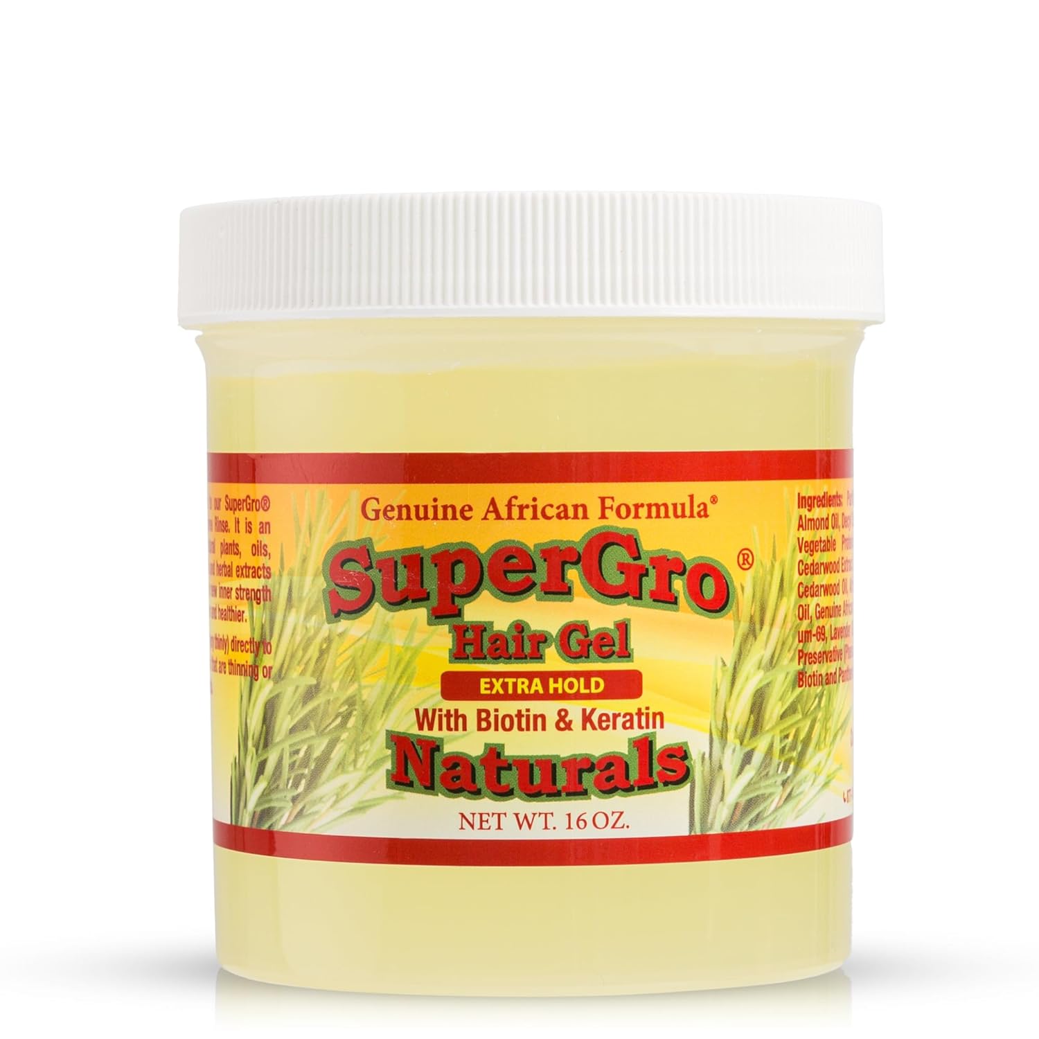 SuperGro Hair Gel with Extra Hold - For Braiding, Locking, Instant Edge Control, Twisting, Retwisting - Natural Grip Jam for Neat Shining - Braid, Loc Care Gel with Black Castor Oil - 16 oz