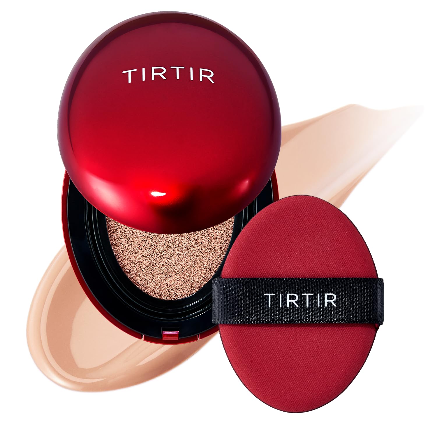 TIRTIR Mask Fit Red Cushion Foundation | Full coverage, Weightless, Skin fit, Satin Glow Finish, Korean Makeup, beauty, Tattoo cover up, Buildable (#22C Peach Beige, 0.63 Fl Oz)