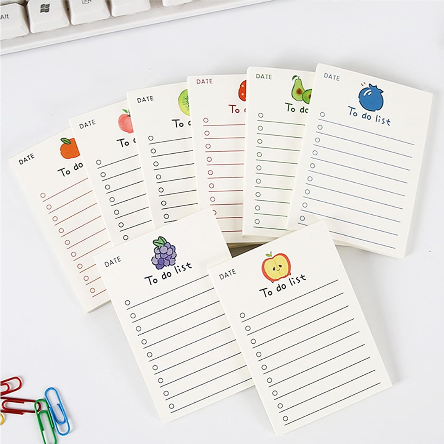 8 pack Cute Patter to Do List Notepads, to Do List Note pad, Cute Fruit Pattern to Do List Planner, to Do List Memo Stationery for Home Office School Supplies, 400 sheets/ 2.75 x 3.94 inch