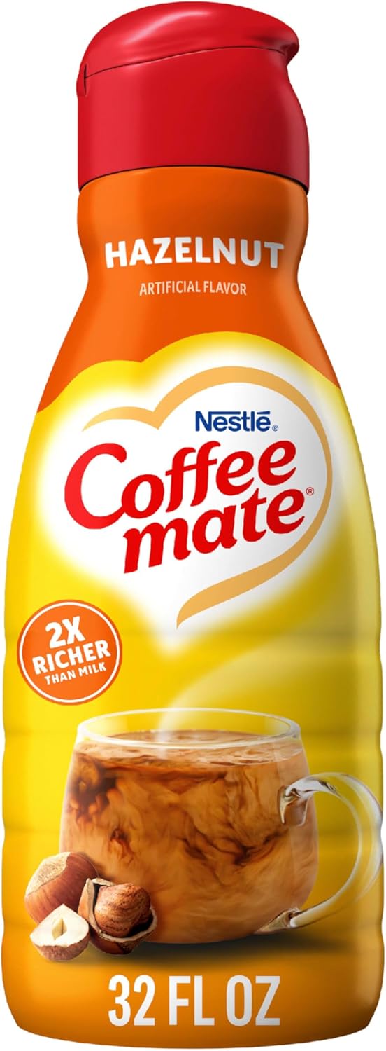 Coffee-Mate, Liquid Coffee Creamer, Hazelnut, Quart, 946g