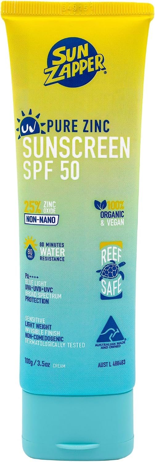 Pure Zinc Sun Cream SPF 50 Sun Zapper Reef Safe Mineral Non Nano Zinc Sunscreen Made in Australia