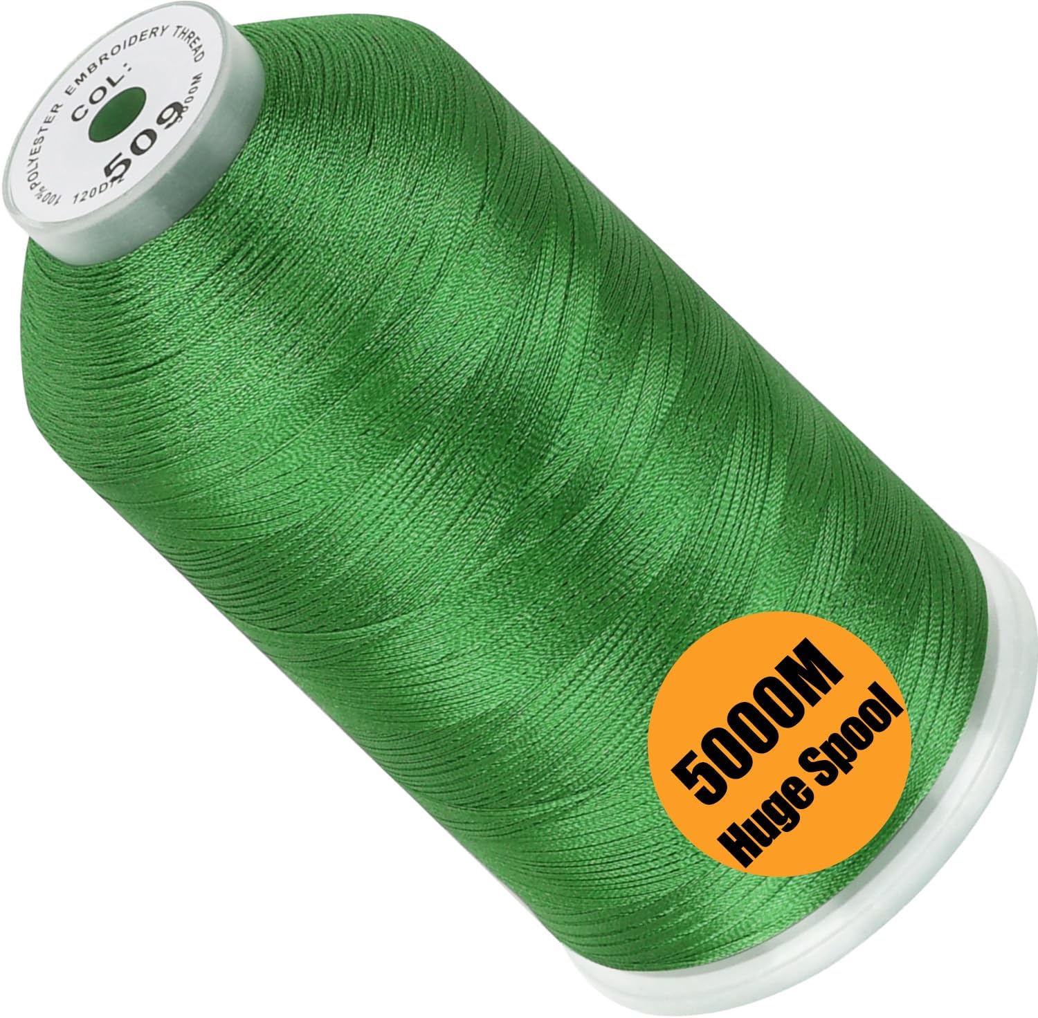 New brothread - Single Huge Spool 5000M Each Polyester Embroidery Machine Thread 40WT for Commercial and Domestic Machines - Leaf Green