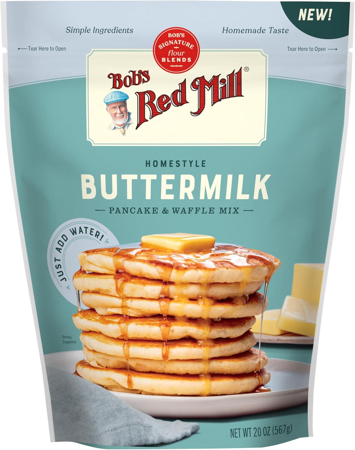 Bob's Red Mill Signature Buttermilk Pancake Mix, 567g - Just Add Water, Makes 32-40 Pancakes per Bag