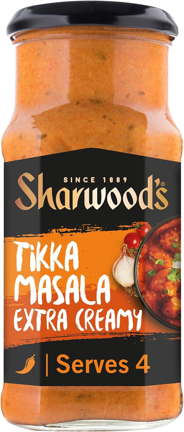 Sharwood's Indian Tikka Masala Sauce – Extra Creamy, Tomato, Yogurt & Double Cream Blend, Mild Indian Classic, 420 g Jar (Pack of 1)