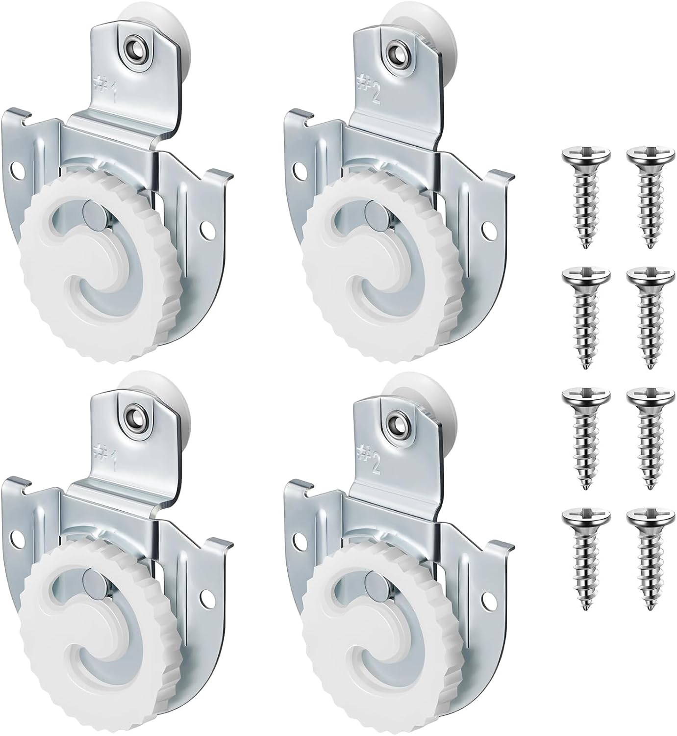 4 Piece Sliding Closet Door Hardware Rollers Wardrobe Cabinet Door Hangers Knob Adjustable Hooks with 8 Screws