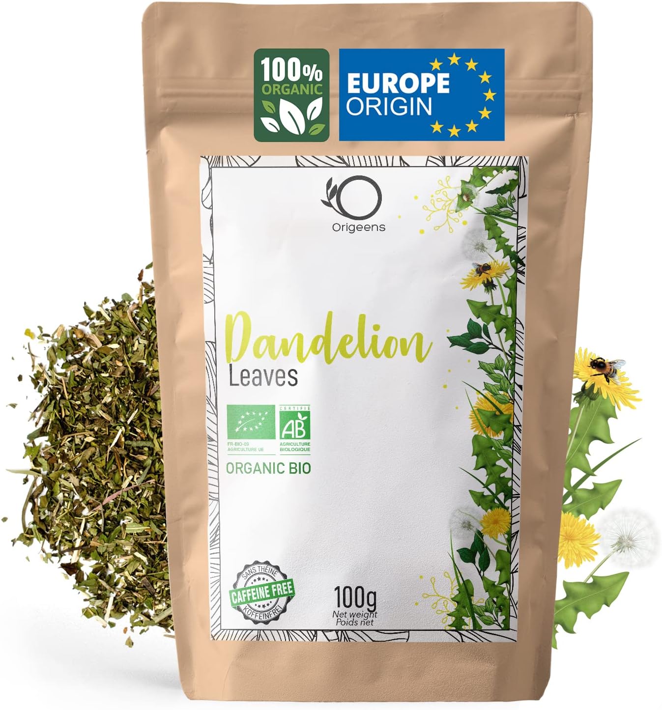 ORIGEENS DANDELION TEA ORGANIC 100g Origin EU | Organic Dandelion tea, Detox detox and diuretic tea | Dried ​​Dandelion leaves