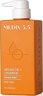 Medix 5.5 Argan Oil Cream W/Vitamin E Anti Aging Skin Care Moisturizer Body Cream | Firming Body Lotion Reduces Look Of Wrinkles, Cellulite, Crepey, & Uneven Skin Tone For Women & Men, 15 Fl Oz