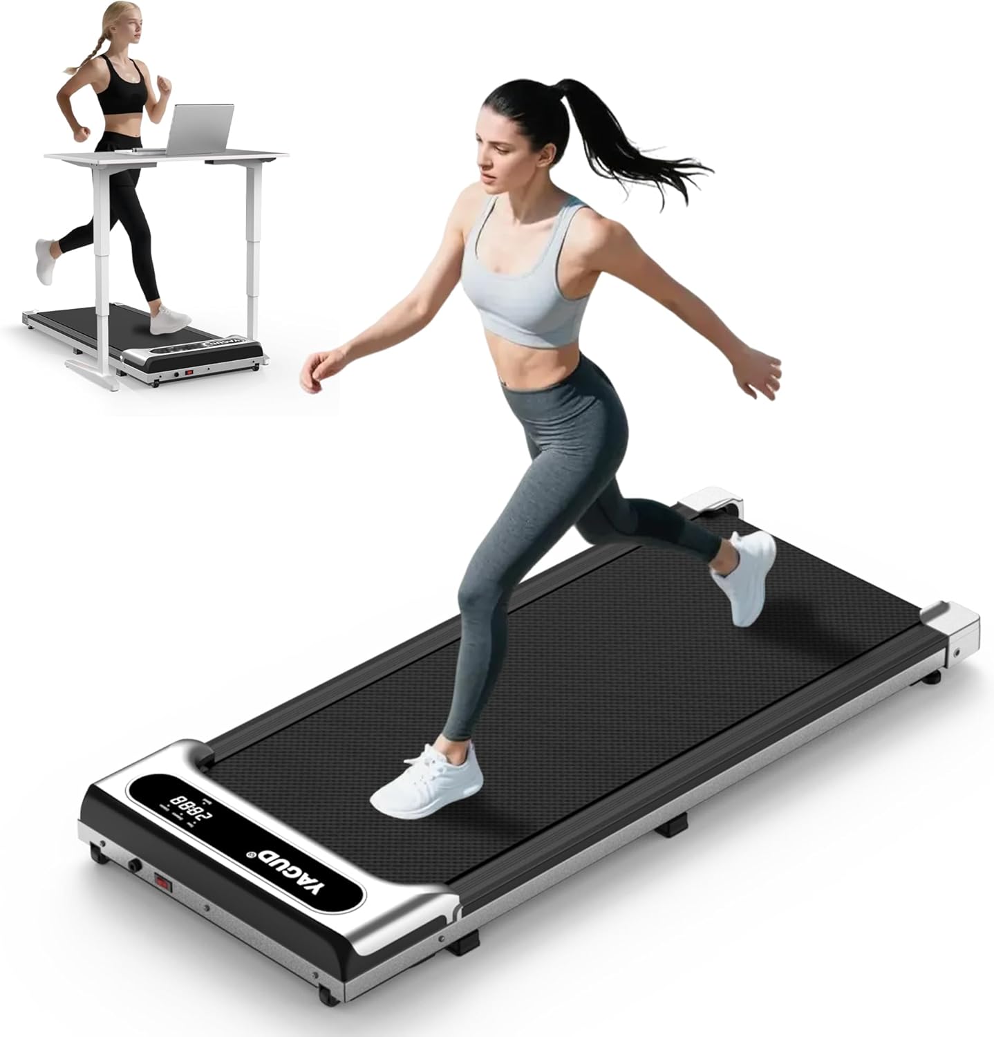 Walking Pad, Under Desk Walking pad Treadmill, 2.5HP Walking Pad with Remote and LED Display, 3 in 1 Portable Walking Pad with 265 lbs Weight Capacity for Home Office