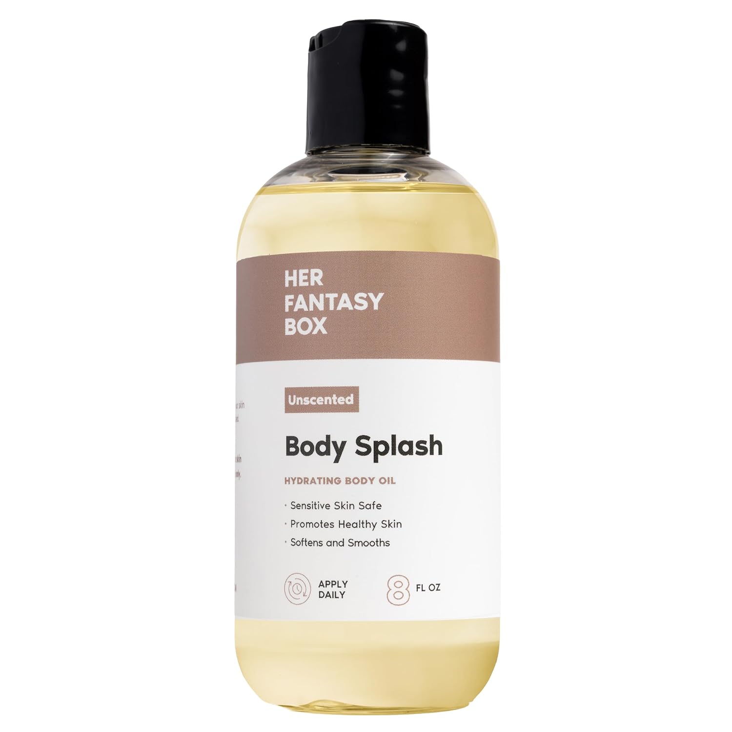Her Fantasy Box | Body Splash Hydrating Body Oil - Moisturizing, Non-Greasy Formula for Soft, Smooth Skin - All-Natural, Lightweight & Nourishing (8 Fl Oz, Unscented)
