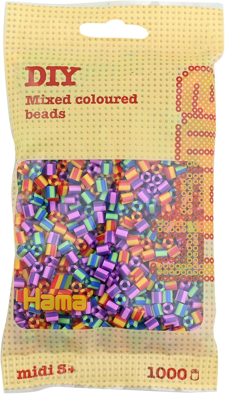 10.207-92 1,000 Beads in Bag Striped Mix 92, Multicolour