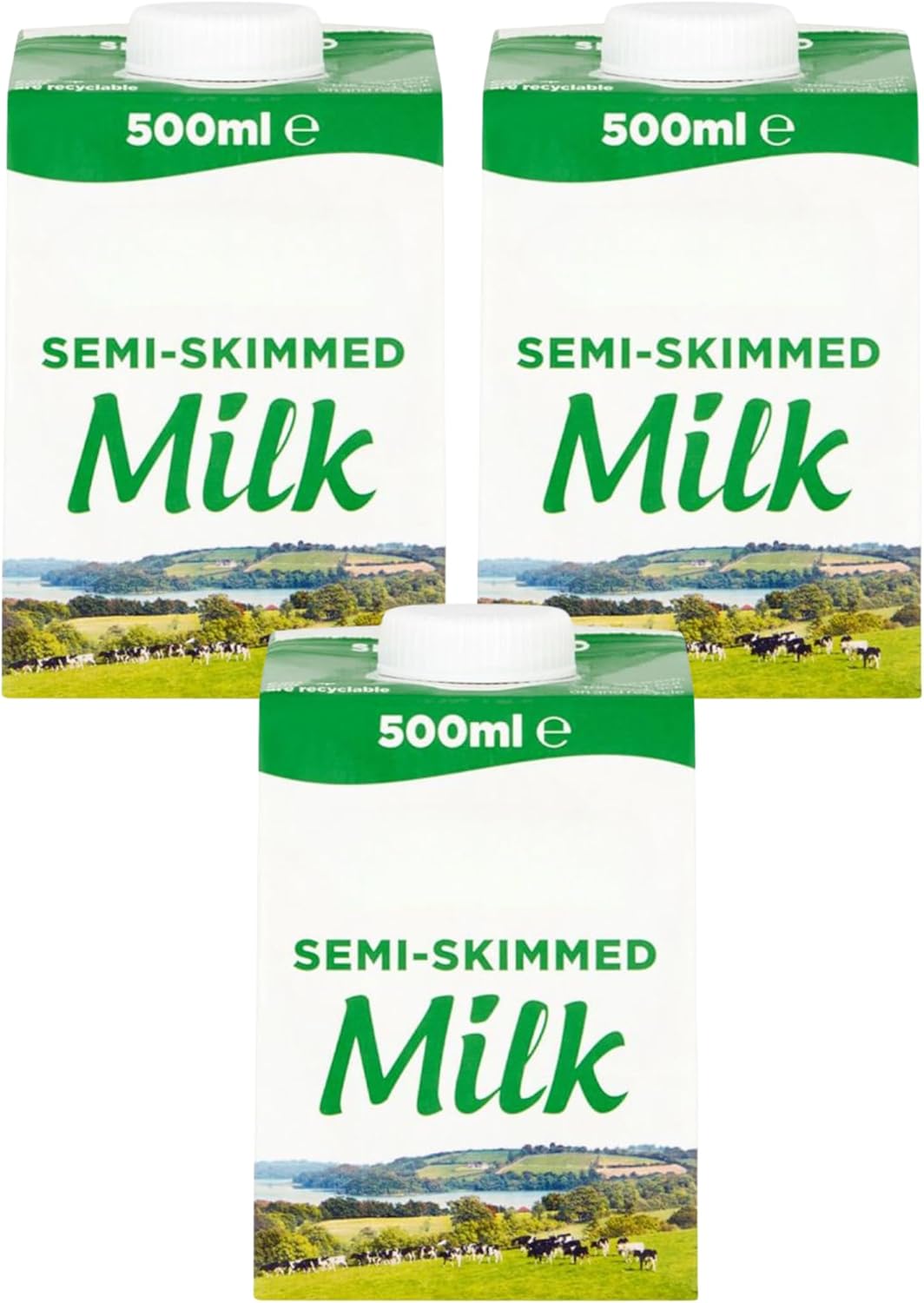 Welari UHT Semi-skimmed Milk 500ml x3, Low Fat 1.5% Long Shelf Life Calcium Vegetarian Dairy Drink Screw Top Catering Pantry compatible with lakeland dairy milk pot | (3pack) (1500ml)