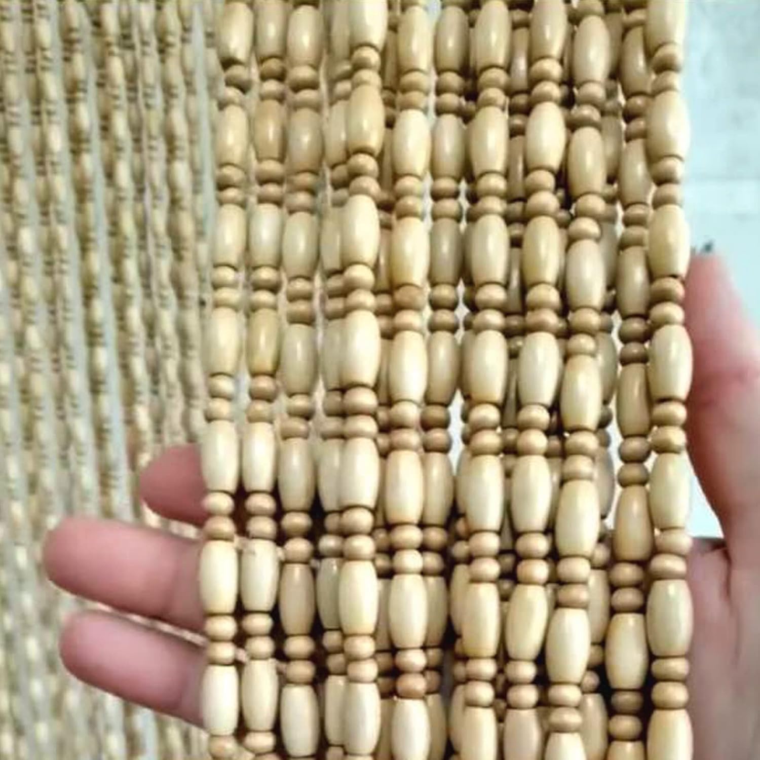 FENGSHOUU Natural Wood Beaded Curtain,Wooden Door Curtain Doorway String Curtains,Hanging Decor Room Divider,for Porch Doorways Dining Room Living Room Bedroom,Custom (35 strands-70x200cm)
