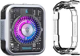 Nubia RedMagic Magnetic Cell Phone Cooler 5 Pro with Clip, Cellphone Radiator Fan for Phone with RGB LED Semiconductor Heatsink Cooling 36W Mobile Phone Cooling Fan for Phone Gaming, Live Streaming