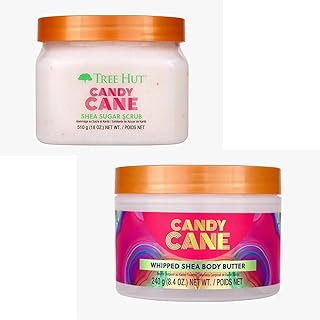 Tree Hut Candy Cane Shea Sugar Scrub Bundled With Whipped Body Butter, Holiday Gift Set 2022 26.4 Ounce