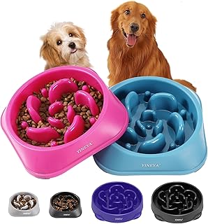 2Pcs Slow Feeder Dog Bowls Large Breed, Dog Slow Feeder Bowl, Dog Food Bowl Slow Feeder, Dog Bowl Slow Feeder, Dog Bowl That Slow Down Eating, Dog Puzzle Feeder, Slow Eating Dog Bowl Black&Grey