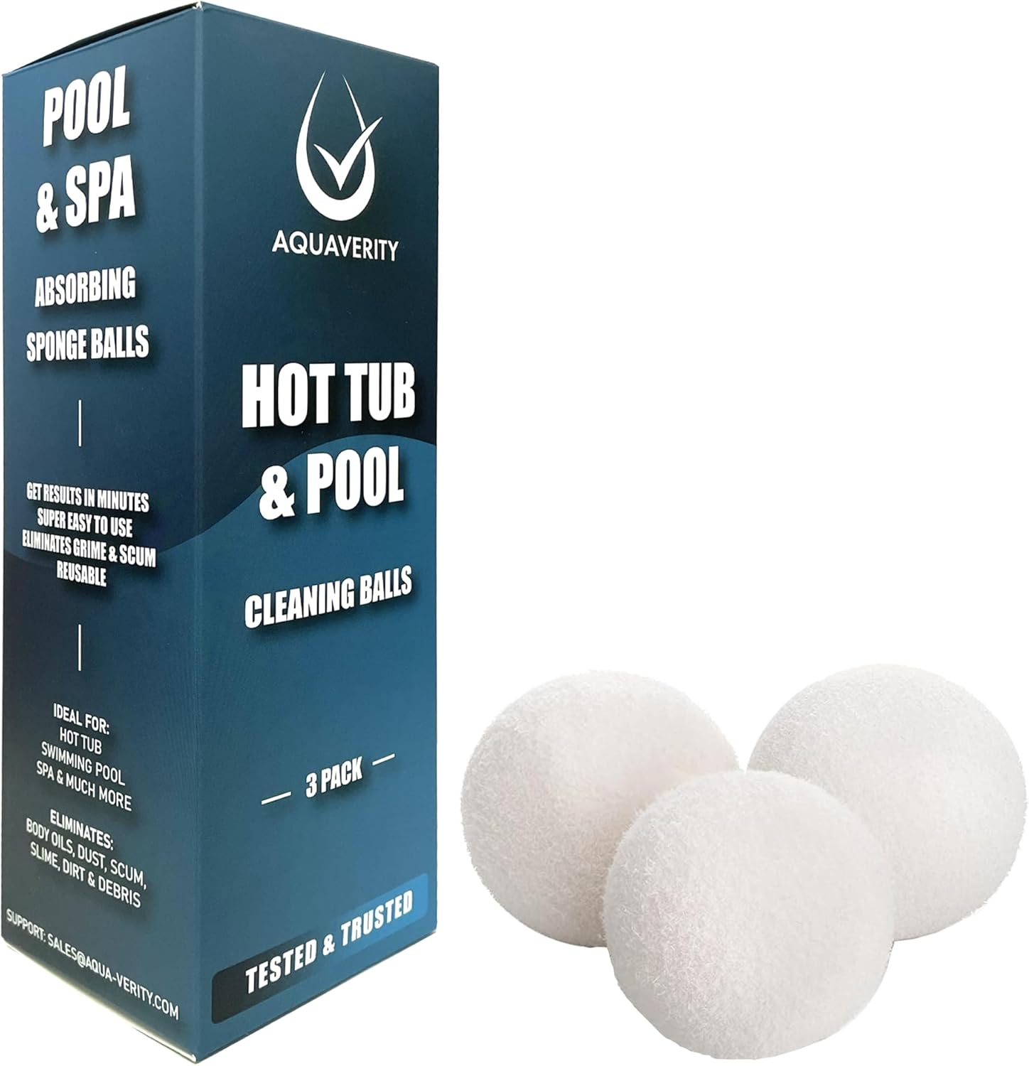 AQUAVERITY Hot Tub Cleaner Balls - Effective Floating Sponge Spa Scum Absorbers for Hot Tubs and Pools - Easy-to-Use, Reusable, Eco-Friendly Spa and Hot Tub Accessories