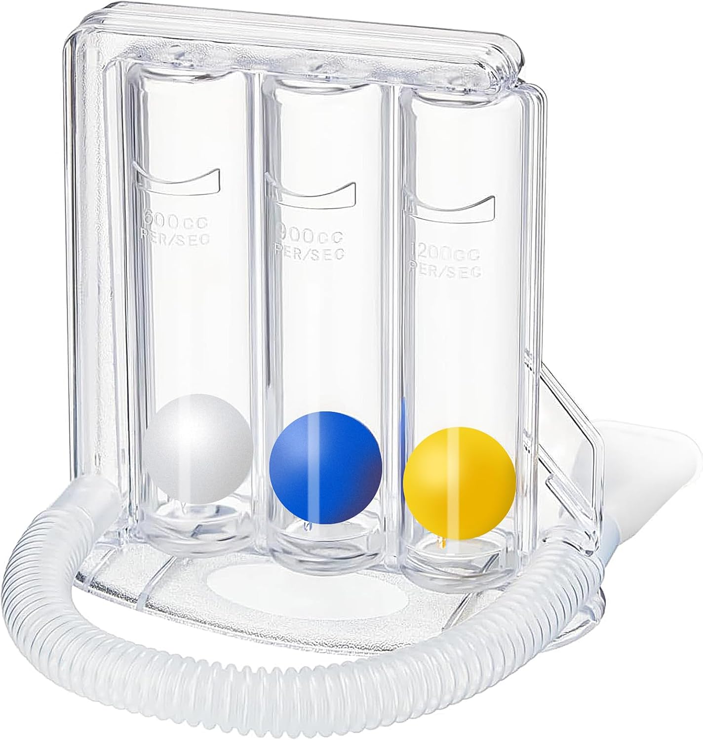 Youmang 3-Ball Incentive Spirometer Lung Exerciser - Adjustable Breathing Trainer for Post-Surgery Recovery, Respiratory Muscle Strengthening (600-1200 cc/sec)