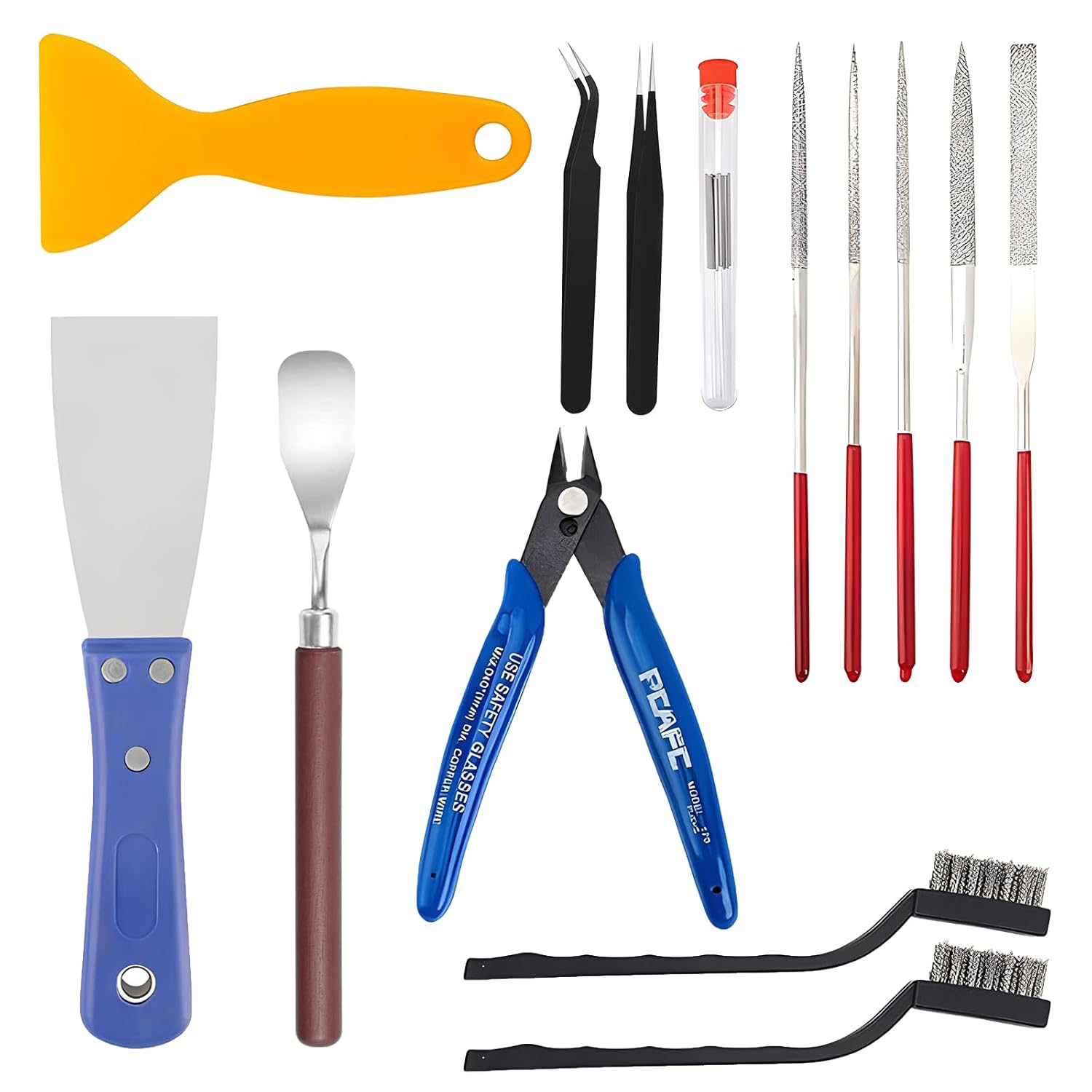23pcs 3D Printer Nozzle Cleaning Tools & Removal Tools Includes Putty Knife Wire Brush Wire Flush Cutters Scraper Knife Diamond Files & Tweezers 3D Printer Accessories Set for Cleaning 3D Printer