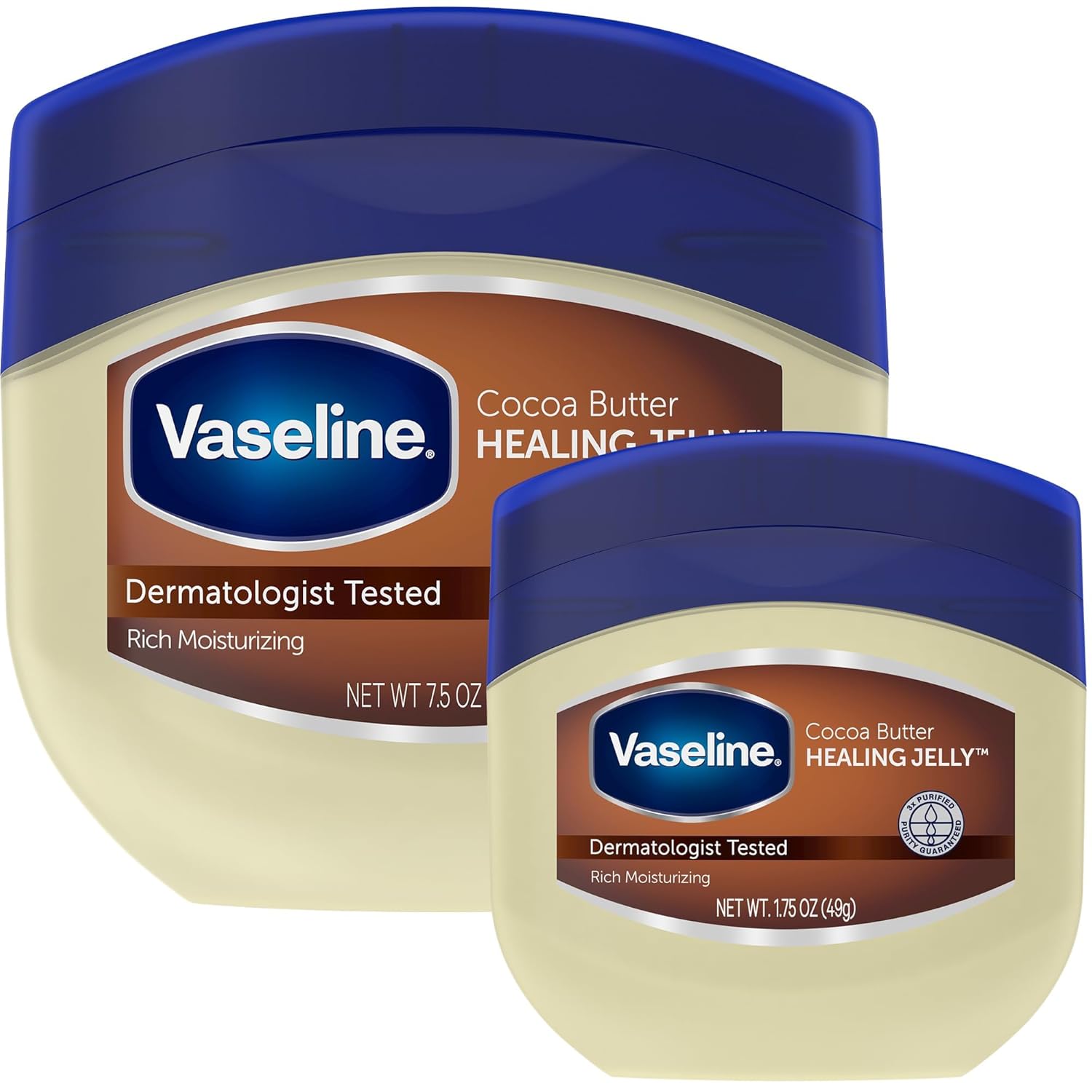 Vaseline Cocoa Butter Healing Jelly Variety Pack, 2 Sizes (7.5 Oz & 1.75 Oz) – Rich Moisturizing Ointment, Protectant & Moisturizer for Dry Skin