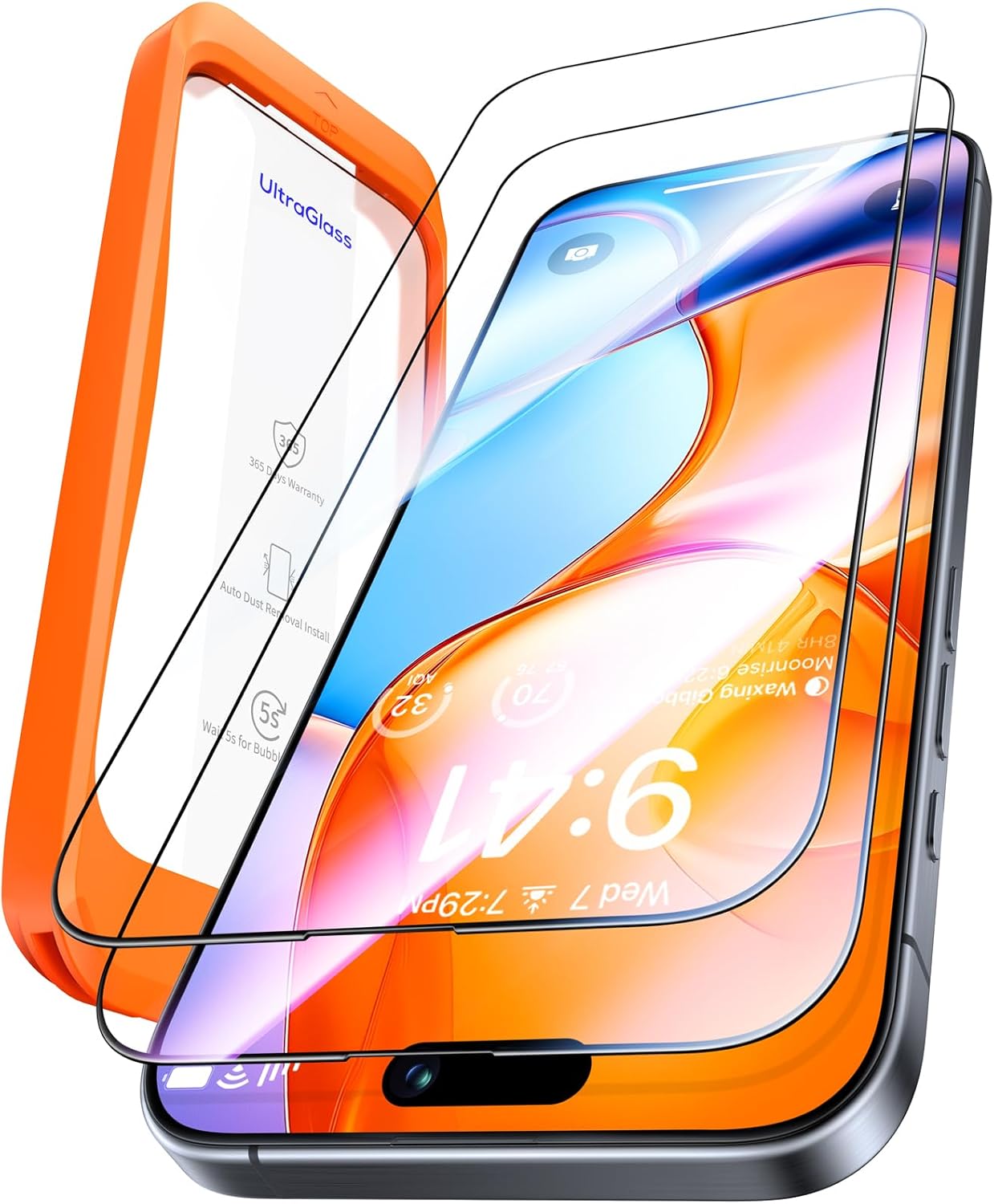 UltraGlass Unbreak Top 9H+ Glass for iPhone 16 Pro Screen Protector 6.3" [12FT Military Grade Shatterproof] Screen Protector 16 Pro Tempered Glass [Longest Durable] Full Coverage 16Pro, 2 Pack